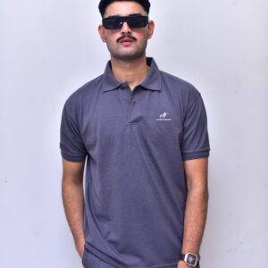 PLAIN STEEL GREY POLO SHIRT