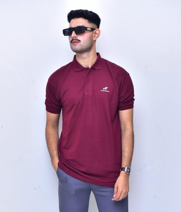 PLAIN BURGUNDY POLO SHIRT - Image 2