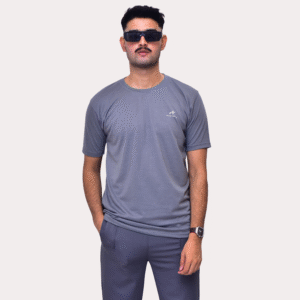PLAIN ROUND NECK STEEL GREY T-SHIRT