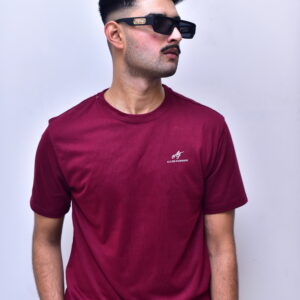 PLAIN ROUND NECK BURDUNDY T-SHIRT