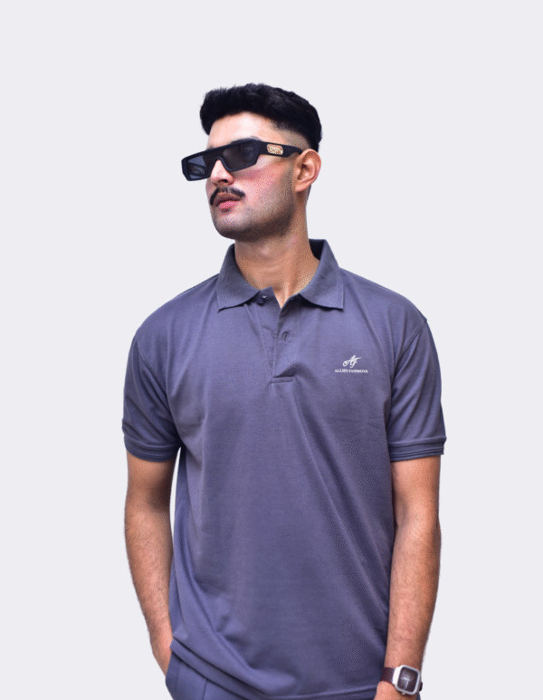 PLAIN STEEL GREY POLO SHIRT