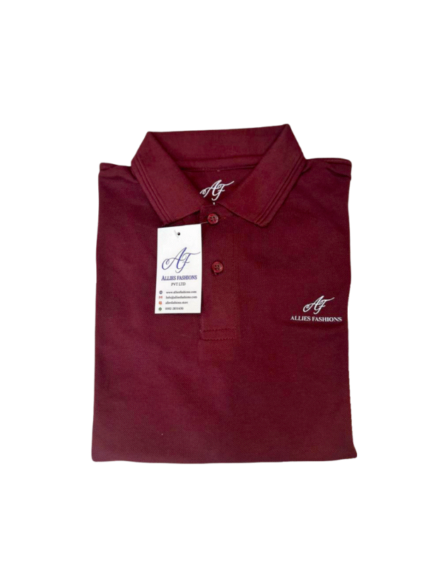 PLAIN BURGUNDY POLO SHIRT - Image 3