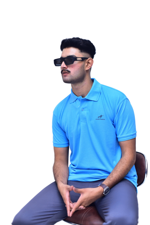 PLAIN SKY BLUE POLO SHIRT - Image 2