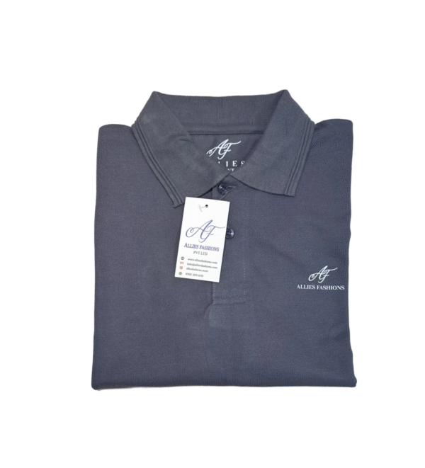 PLAIN STEEL GREY POLO SHIRT - Image 3
