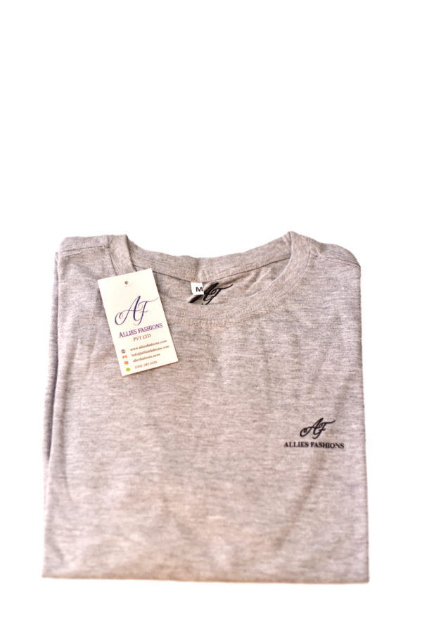 PLAIN ROUND NECK HEATHER GREY T-SHIRT - Image 3