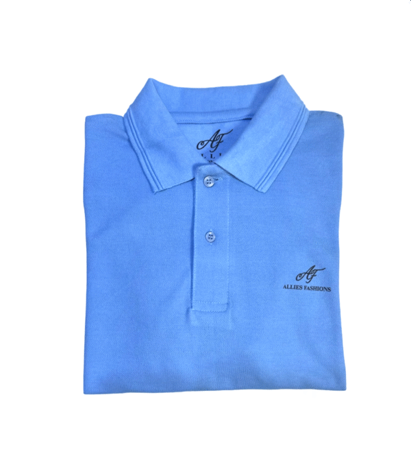 PLAIN SKY BLUE POLO SHIRT - Image 3