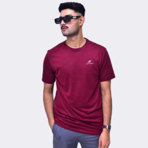 Plain Round Neck Burgundy T-shirt