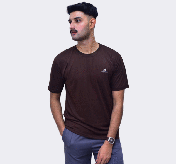 PLAIN ROUND NECK BROWN T-SHIRT