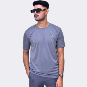 Plain Round Neck Steel Grey T-shirt