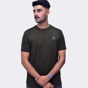 Plain Round Neck Olive T-shirt