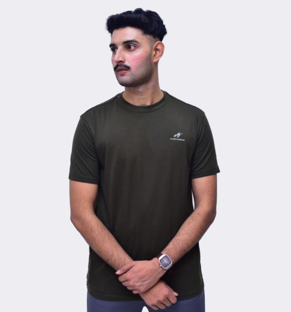 PLAIN ROUND NECK OLIVE T-SHIRT